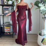Burgundy vintage elegant a-line spaghetti strap sleeveless long formal floor-length ball gown prom dress evening gown party dress HZ1023