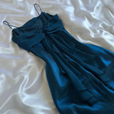 Navy blue stylish elegant spaghetti strap long chiffon prom dress evening dress party dress HZ1023