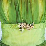 Yellow Green Vintage Elegant Sweet Delicate Floral Appliqu¨¦ Suspender Cake Dress Puffy Skirt Short Knee Length Prom Dress Evening Dress Homecoming Dress HZ1023