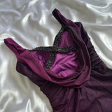 Purple shiny fashion gradient suspenders long elegant chiffon ruffles ball gown evening dress party dress prom dress HZ1023