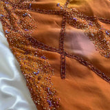 Orange Gorgeous Vintage Exquisite Beading Long Chiffon Ball Gown Evening Dress Party Dress HZ1023