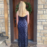 Purple Elegant Exquisite Floral Spaghetti Strap Long Chiffon Ball Gown Evening Dress Party Dress Prom Dress HZ1023