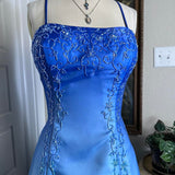 Blue Light Blue Fashion Gradient Vintage Elegant Exquisite Beaded Long Formal Prom Dress Evening Dress Party Dress HZ1023