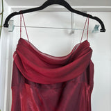 Burgundy vintage elegant a-line spaghetti strap sleeveless long formal floor-length ball gown prom dress evening gown party dress HZ1023