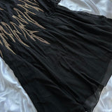 Black Gorgeous Delicate Gold Beaded Rhinestone Spaghetti Straps Long chiffon Ball Gown Evening Gown Party Dress Prom Gown HZ1023