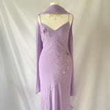 Purple Gorgeous Vintage Fashion Elegant Exquisite Floral Beading Spaghetti Strap Long Chiffon Ball Gown Evening Dress Birthday Party Dress Prom Dress HZ1023