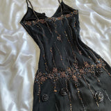 ???Black Shiny Beautiful Vintage Gorgeous Fashion Elegant Exquisite Black Rose Gold Beading Midi/Short Chiffon Homecoming Dress Prom Dress Evening Dress Birthday Party Dress Ball Gown HZ1023