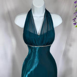 Green Fashion Elegant V-neck Halter Backless Lace-up Long Satin Floor-length prom dress Evening Gown Party Dress HZ1023