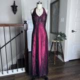 Fuchsia Vintage Fashion Stunning Elegant Exquisite Beaded Long Satin Tulle High Waist Formal Gothic Ball Gown Evening Dress Birthday Party Dress Prom Dress Graduation Dress HZ1023