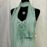 Green vintage fashion exquisite beaded fairy dress asymmetrical hem long Chiffon ball gown evening dress party dress prom dress HZ1023