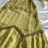 Green Gold Retro Fashion Beautiful Fantasy Exquisite Rhinestone Gemstone Beaded Spaghetti Straps Long Chiffon Lace Ball Gown Evening Party Dress Prom Dress HZ1023