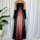Pink Brown Gorgeous Retro Elegant Exquisite Beading Long Chiffon Ball Gown Evening Gown Party Dress Prom Dress HZ1023