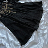 Black Gorgeous Delicate Gold Beaded Rhinestone Spaghetti Straps Long chiffon Ball Gown Evening Gown Party Dress Prom Gown HZ1023