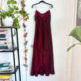 Burgundy vintage elegant a-line spaghetti strap sleeveless long formal floor-length ball gown prom dress evening gown party dress HZ1023