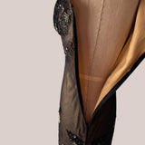 Brown Black Retro Elegant Stunning Exquisite Beaded Long Chiffon Ball Gown Evening Gown Party Dress Prom Gown HZ1023