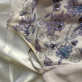 Purple fashion elegant exquisite beaded spaghetti strap A-line long chiffon ball gown evening dress party dress HZ1023