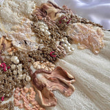 Off-white exquisite floral lace beaded long tulle ball gown, evening dress, party dress bridesmaid dress HZ1023