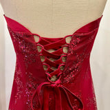 Red and black shiny fashion retro elegant exquisite floral corset long chiffon tulle ball gown evening dress party dress prom dress HZ1023