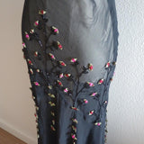 Black stylish elegant pink delicate floral beaded spaghetti strap chiffon prom dress evening dress party dress HZ1023