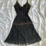 ???Black Shiny Beautiful Vintage Gorgeous Fashion Elegant Exquisite Black Rose Gold Beading Midi/Short Chiffon Homecoming Dress Prom Dress Evening Dress Birthday Party Dress Ball Gown HZ1023