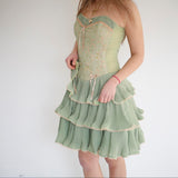 Green pink sweet spaghetti strap layered short lace tulle homecoming dress prom dress evening dress birthday party dress HZ1023