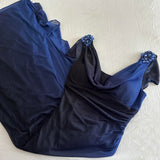 Dark Blue Ombre Stunning Sparkling Retro Fashion Stunning Elegant Delicate Rhinestone Long Chiffon Ball Gown Evening Gown Birthday Party Dress Prom Gown Graduation Gown HZ1023