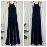 Dark Blue Sparkling Elegant Delicate Beaded Gorgeous Turtle Neck Long Satin Ball Gown Evening Gown Party Dress Prom Gown HZ1023