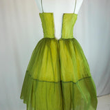 Yellow Green Vintage Elegant Sweet Delicate Floral Appliqu¨¦ Suspender Cake Dress Puffy Skirt Short Knee Length Prom Dress Evening Dress Homecoming Dress HZ1023