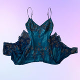 Dark blue gorgeous flowing vintage beautiful elegant delicate floral beaded spaghetti strap long chiffon ball gown evening dress party dress prom dress HZ1023