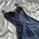 Blue gorgeous exquisite applique lace spaghetti straps long satin prom dress evening dress party dress HZ1023