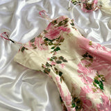 Pink Gorgeous Lightweight Delicate Floral Spaghetti Straps Long Chiffon Ball Gown Evening Dress Party Dress HZ1023