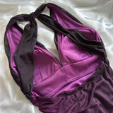 Charming dark purple shiny fashion gradient elegant strap long chiffon evening dress party dress prom dress HZ1023