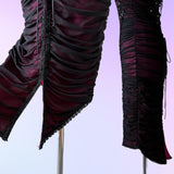 Berry pink stunning vintage fashion pleated mesh midi length elegant lace ball gown evening dress birthday party dress prom dress HZ1023