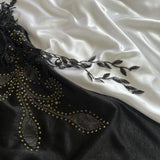 ????Black Vintage Glam Rock Unique Fashion Beautiful Elegant Exquisite Gold Stud Beads Long Satin Ball Gown Evening Gown Birthday Party Dress Prom Dark Fairy/Black Swan HZ1023