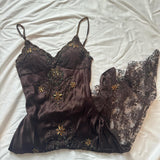 ??Brown Black Unique Vintage Gorgeous Elegant Exquisite Beaded Spaghetti Straps Long/Short Tulle Lace Homecoming Dress Prom Dress Birthday Party Dress Evening Dress Ball Dress Holiday Date Night Dress HZ1023