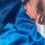 Vintage Fashion Blue Delicate Floral Beaded Ombre Spaghetti Strap Long Satin Tulle Fairy Ball Gown Square Neck Prom Dress Evening Dress Birthday Party Dress HZ1023