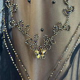 Golden Brown Vintage Fashion Elegant Exquisite Beading Long Chiffon Satin Tulle Ball Gown Evening Dress Party Dress Prom Dress HZ1023