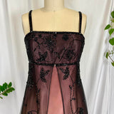 Pink Brown Gorgeous Retro Elegant Exquisite Beading Long Chiffon Ball Gown Evening Gown Party Dress Prom Dress HZ1023