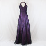 Purple Vintage Fashion Ombre Beaded Empire Waist Halter Long Elegant Prom Gown Evening Gown Party Dress HZ1023