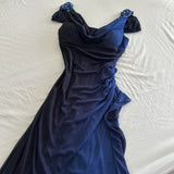 Dark Blue Ombre Stunning Sparkling Retro Fashion Stunning Elegant Delicate Rhinestone Long Chiffon Ball Gown Evening Gown Birthday Party Dress Prom Gown Graduation Gown HZ1023