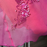 Orange Gradient Exquisite Beaded Spaghetti Strap Midi Chiffon Slim Ball Gown Evening Dress Party Dress Prom Dress HZ1023