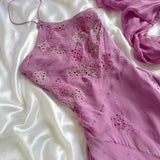 Pink Purple Fashion Elegant Exquisite Beaded Strapless Long Chiffon Ball Gown Evening Gown Party Dress HZ1023