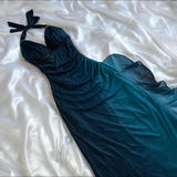 Indigo Shiny Elegant Fashion Strapless Long Tulle Prom Dress Evening Dress Birthday Party Dress HZ1023