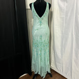 Green vintage fashion exquisite beaded fairy dress asymmetrical hem long Chiffon ball gown evening dress party dress prom dress HZ1023