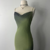 Green Fashion Gradient Elegant Exquisite Beaded Spaghetti Strap Long Chiffon Women's Wizard of Oz Evening Dress Holiday Party Dress HZ1023