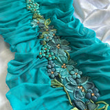 Turquoise Stunning Vintage Gorgeous Exquisite Floral Beaded Straps Long Chiffon Ball Gown Evening Dress Party Dress Prom Dress HZ1023