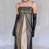 Black gold vintage fashion exquisite embroidery floral beaded long tulle satin ball gown birthday party dress evening dress prom dress HZ1023