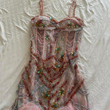 Pale Pink and Blue Flowing Vintage Fashion Mermaid Beaded Bodice Beaded with Sequins Beautiful Unique Glitter Elegant Long Chiffon Tulle Ball Gown Evening Gown Party Dress Prom Gown HZ1023