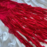 Red beautiful fashion unique elegant floral sling long chiffon tassel ruffle prom dress evening dress party dress HZ1023