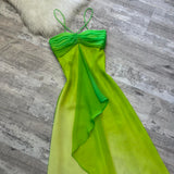 Green Fashion gradient Elegant Fairy Refreshing Long Chiffon Ball Dress Evening Dress Seaside Vacation Birthday Party Dress Ball Dress HZ1023